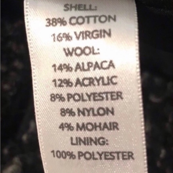 J. Jill Black Wool Blend Oversized Boucle Coat Small Black Camel Brown - Picture 7 of 8